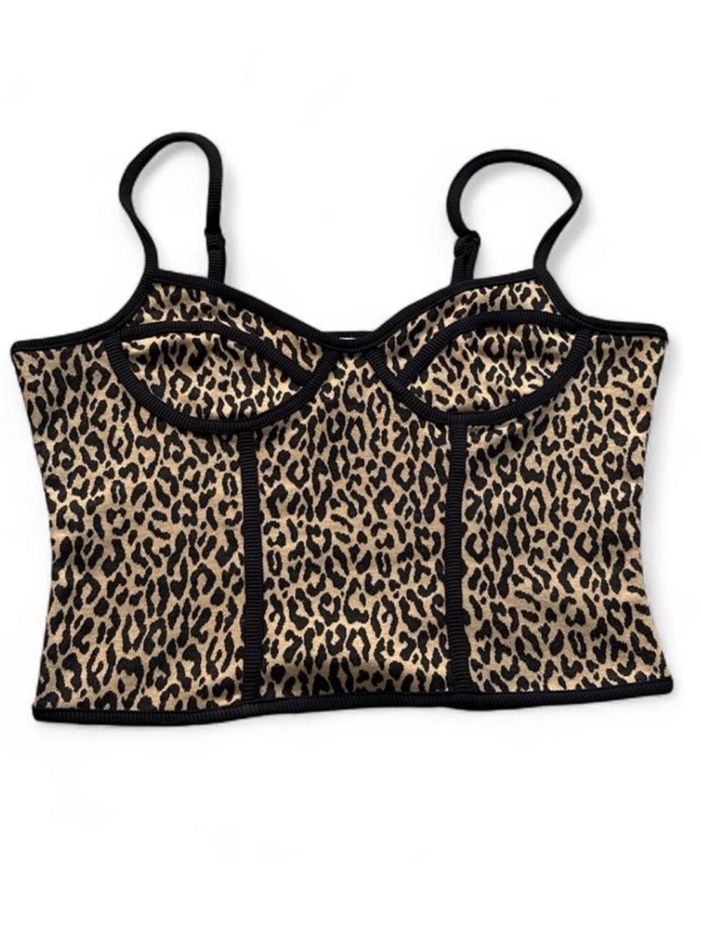 Anthropologie Blue Tassel leopard print corset top